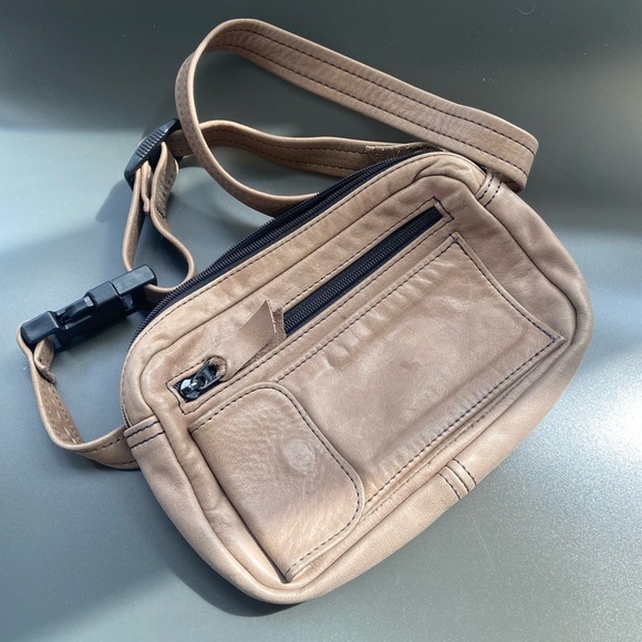 Leather Taupe Crossbody Hipster Bag - Picture 9 of 9